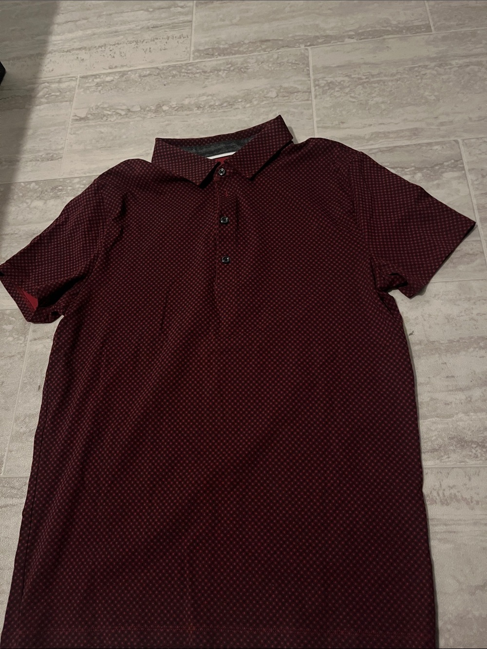 Express Men's Burgundy Micro-Pattern Polo